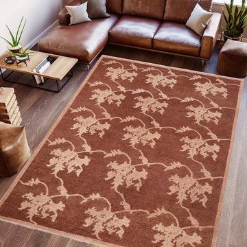 handmade Transitional Kafkaz Chobi Ziegler Brown Tan Hand Knotted RECTANGLE 100% WOOL area rug 6 x 9